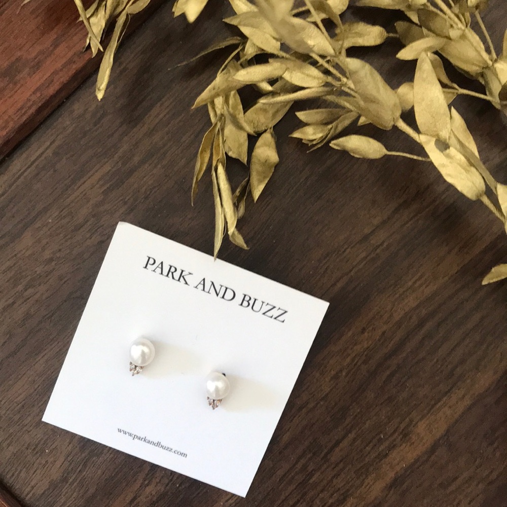 Jeweled Pearl Stud Earrings